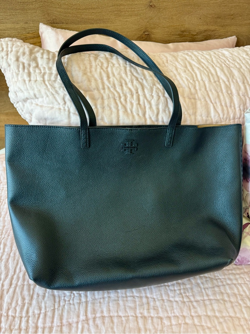Tory Burch Black Pebbled Leather Tote